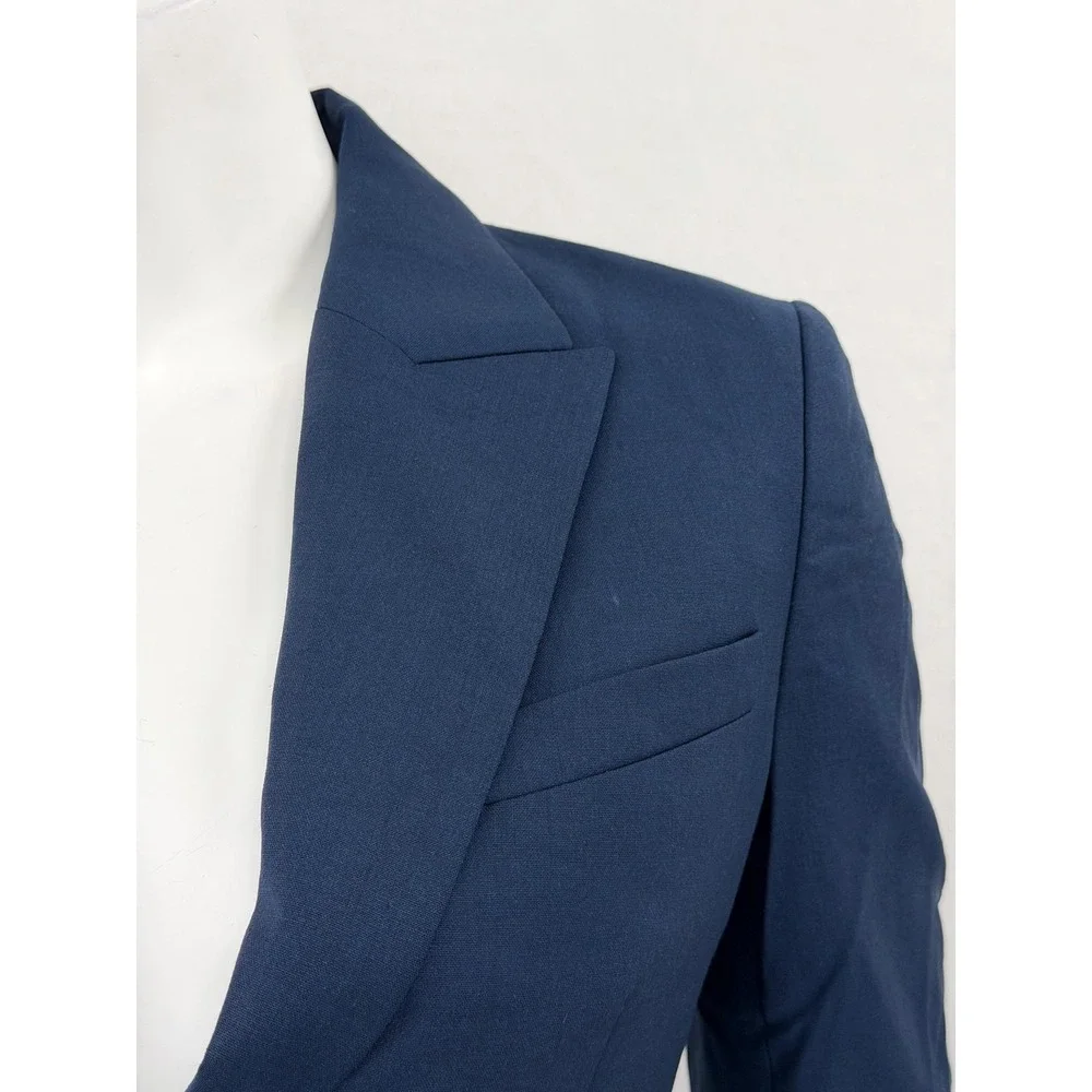 Theory Blazer Womens 2 Navy Brince Wool Stretch Suit‎ Jacket Minimalist Office